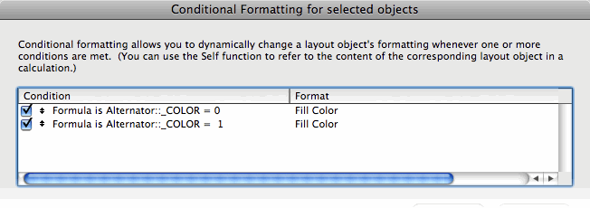 Conditional formatting rules to format fields based on the _COLOR field’s value.