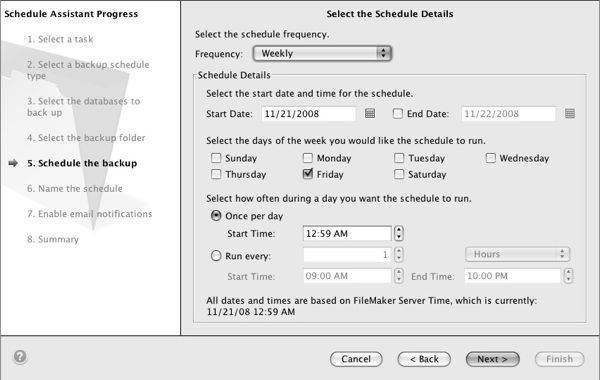 Filemaker Server 10 Backup Schedule Options