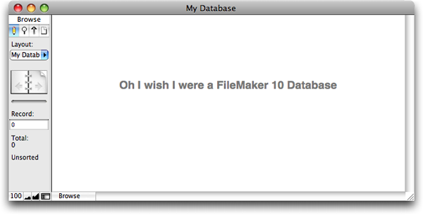 The FileMaker 9 Status Area