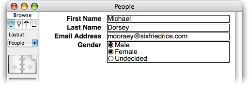A FileMaker field formatted with the “Radio Button” style with two buttons turned on at once.