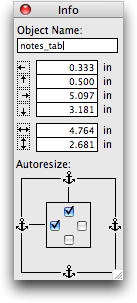 The Object Info palette.