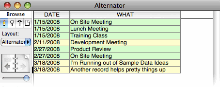 As dates change, the background color of the fields alternates.